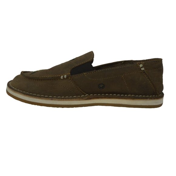 Rank-45 Brown Leather Embroidered Sunflower Slip On Flats Loafers Womens 8 - Picture 3 of 13